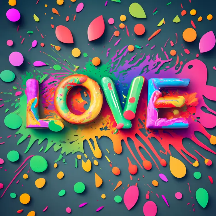 Colorful LOVE Word Art with Paint Splashes
