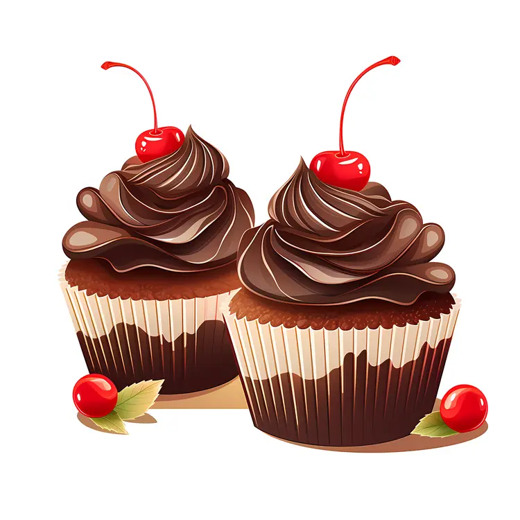 Chocolate Cupcakes with Cherry on Top