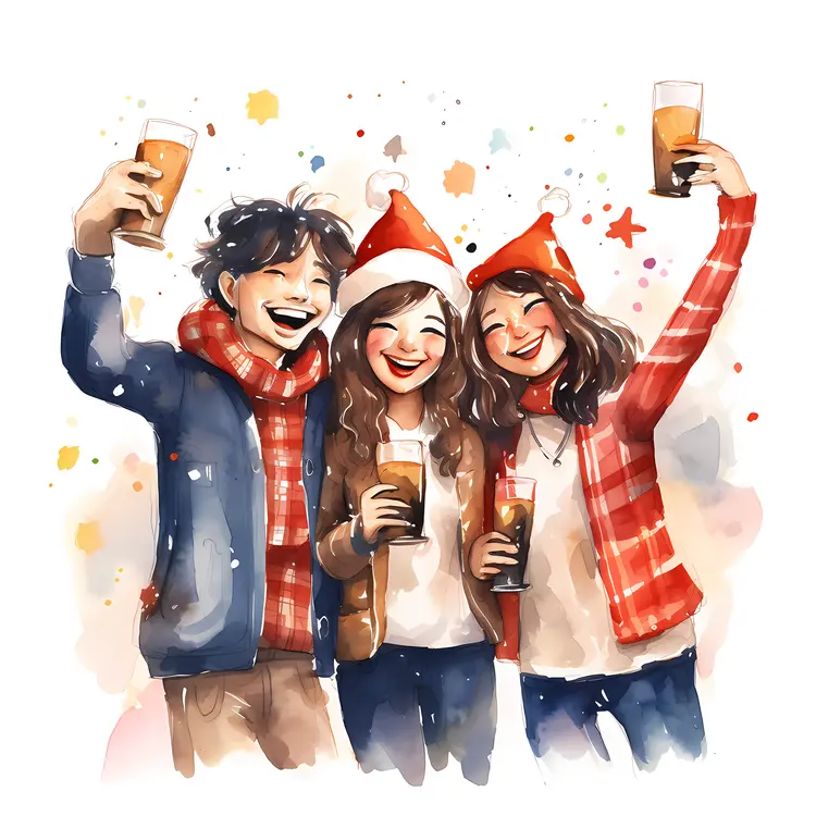 Friends Celebrating with Drinks