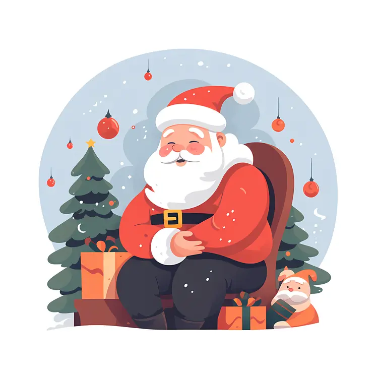 Santa Claus with Christmas Tree and Gifts