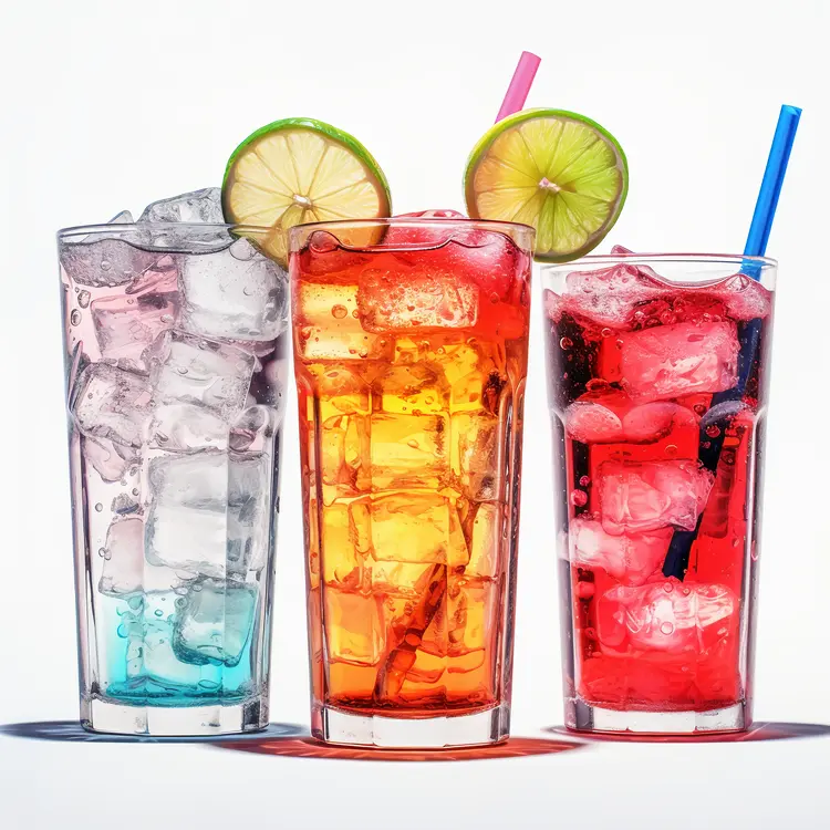 Refreshing Iced Drinks with Lime and Straws