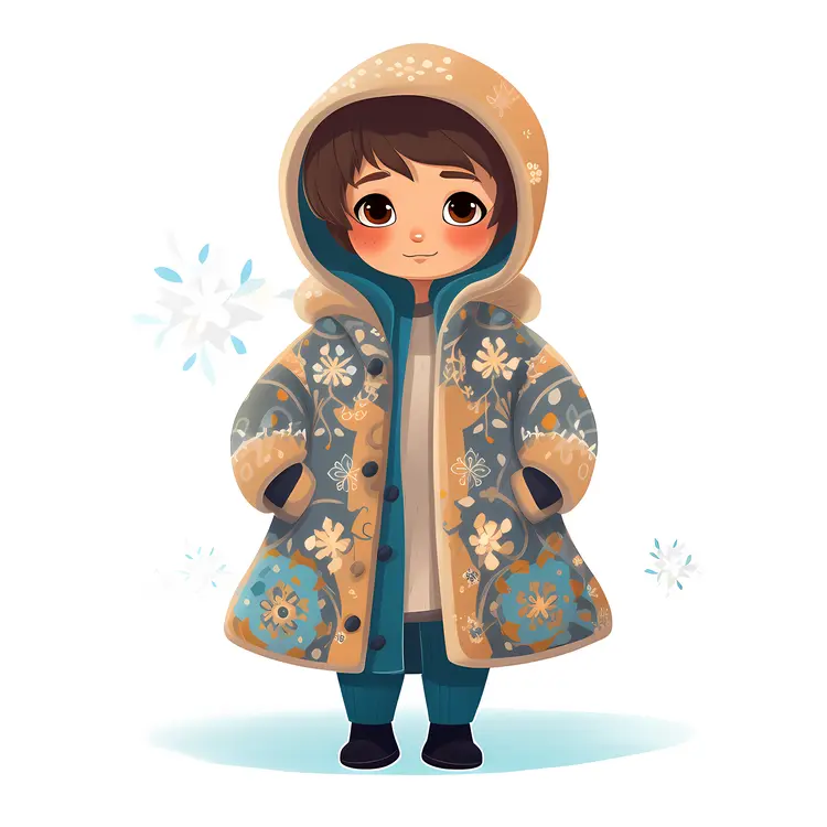 Boy in Floral Coat Illustration