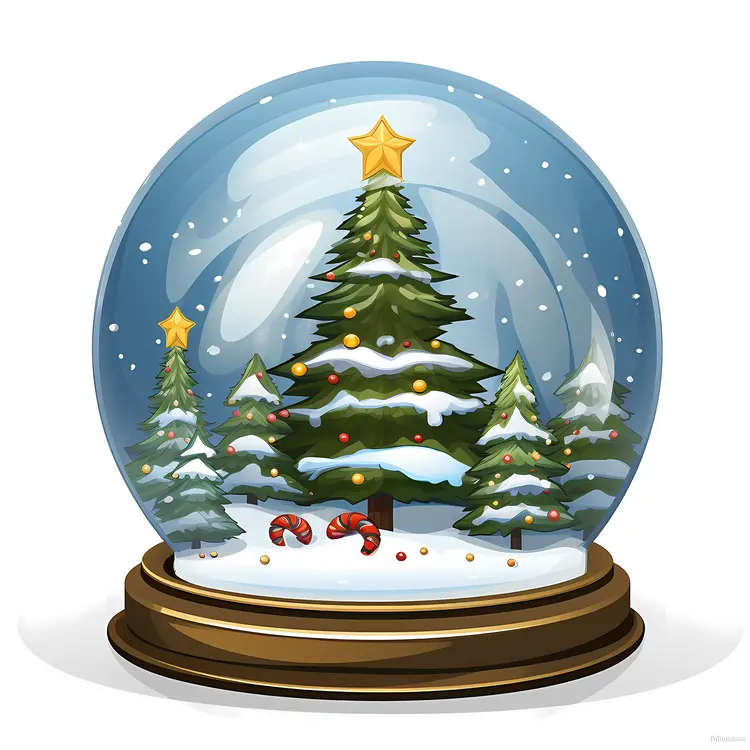 Christmas Tree in Snow Globe with Candy Canes