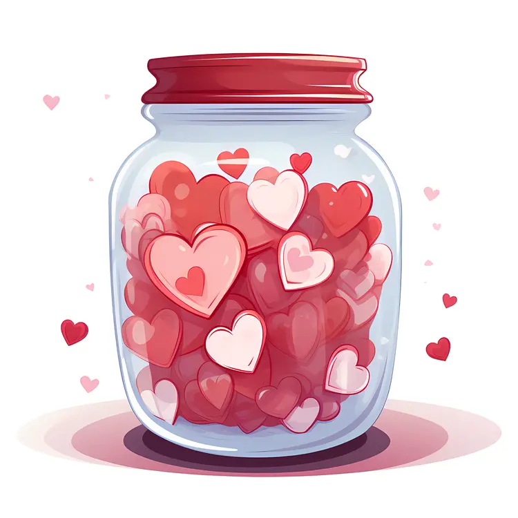 Jar Filled with Hearts for Valentine's Day