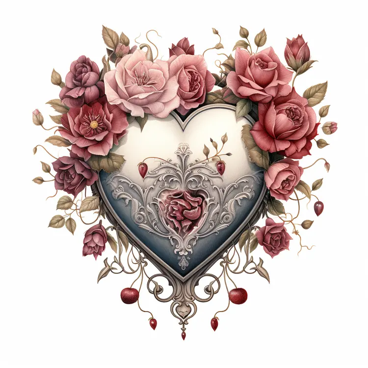 Heart-shaped Floral Arrangement with Pink and Red Roses