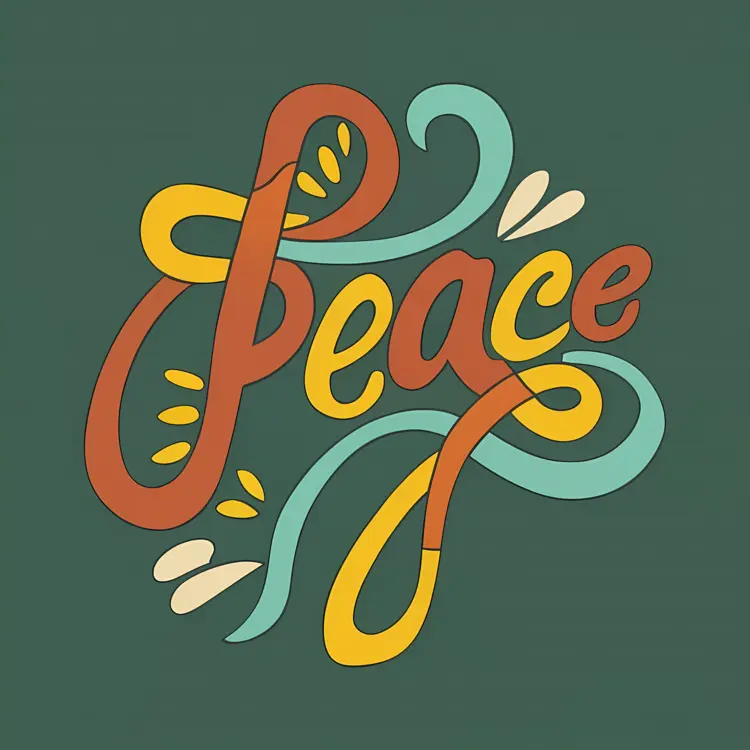Peace Greeting with Leaves and Swirls