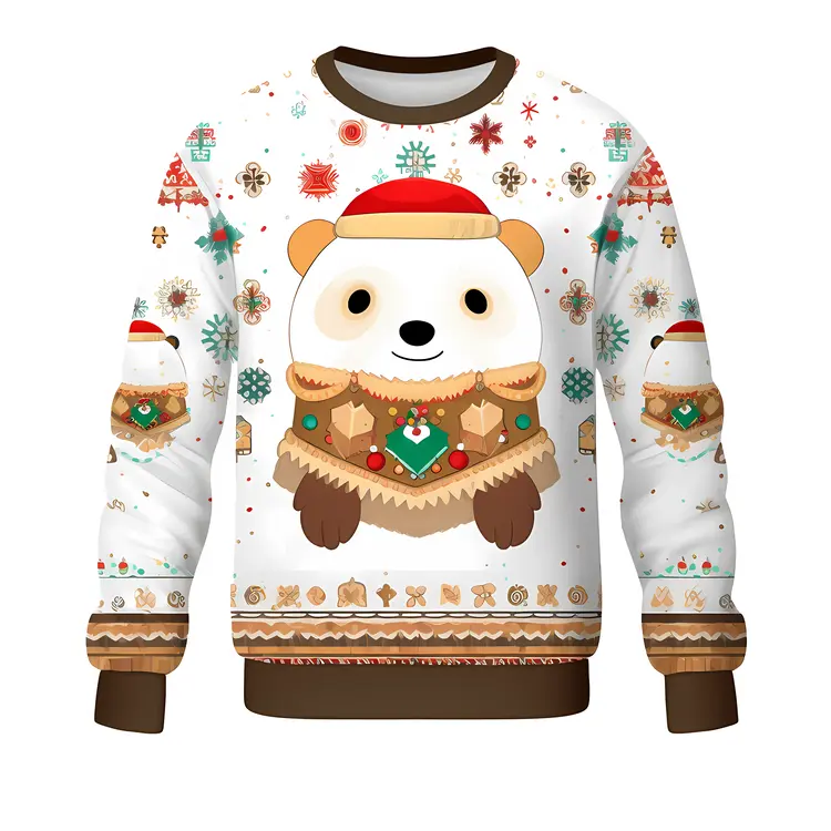 Cute Panda Christmas Sweater with Festive Design