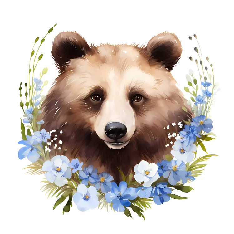 Bear with Floral Wreath