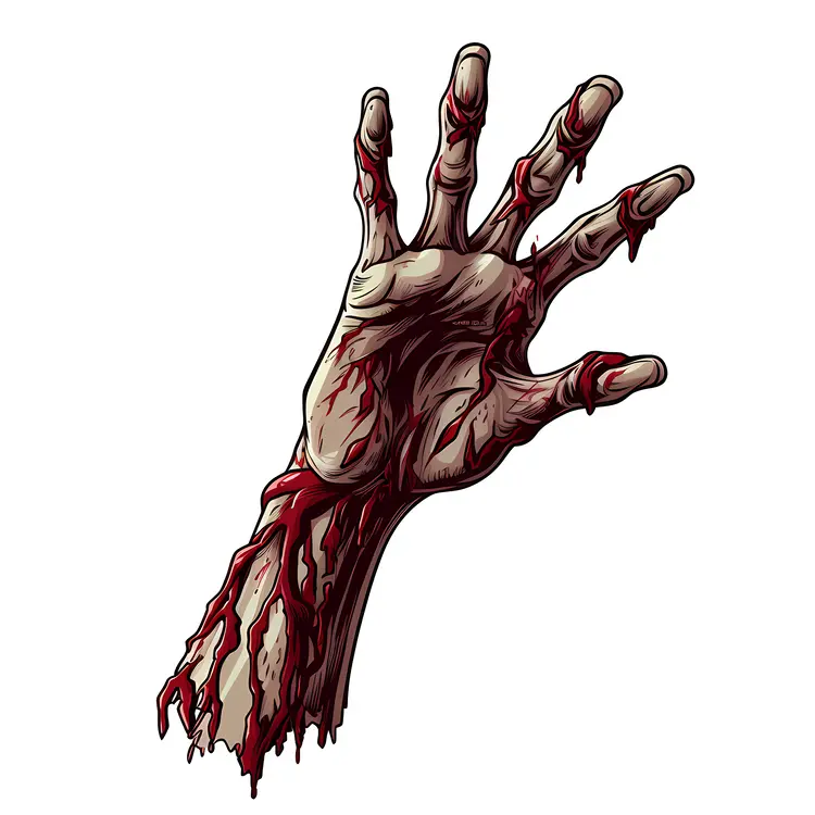 Bloody Zombie Hand in Horror Style