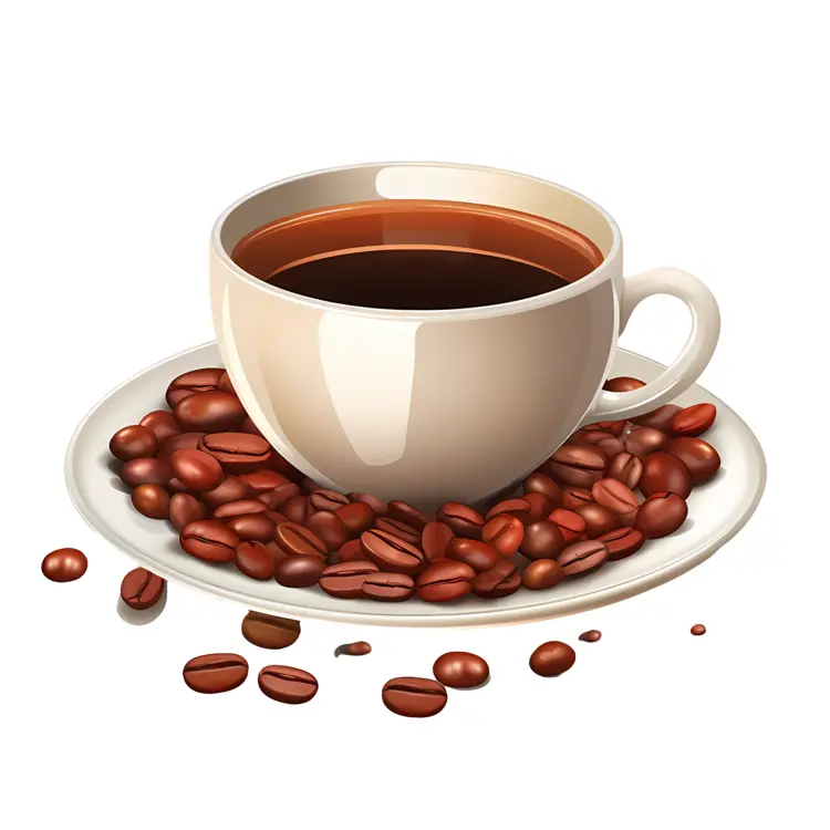 Coffee cup with beans on saucer