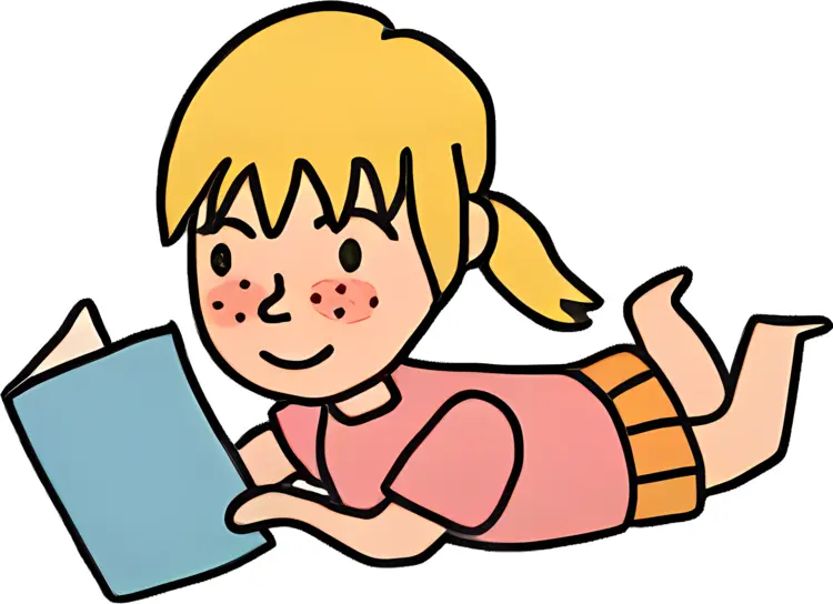 Cartoon Girl Reading a Book