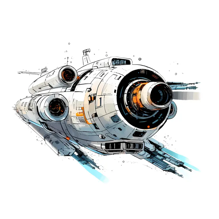 Futuristic White Spaceship Illustration