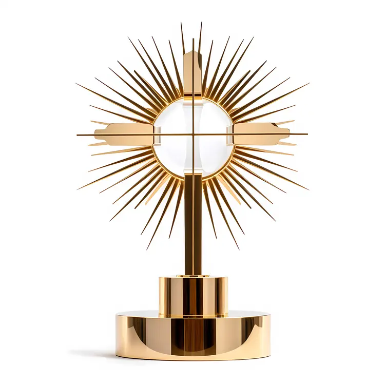 Golden Monstrance with Cross and Sunburst