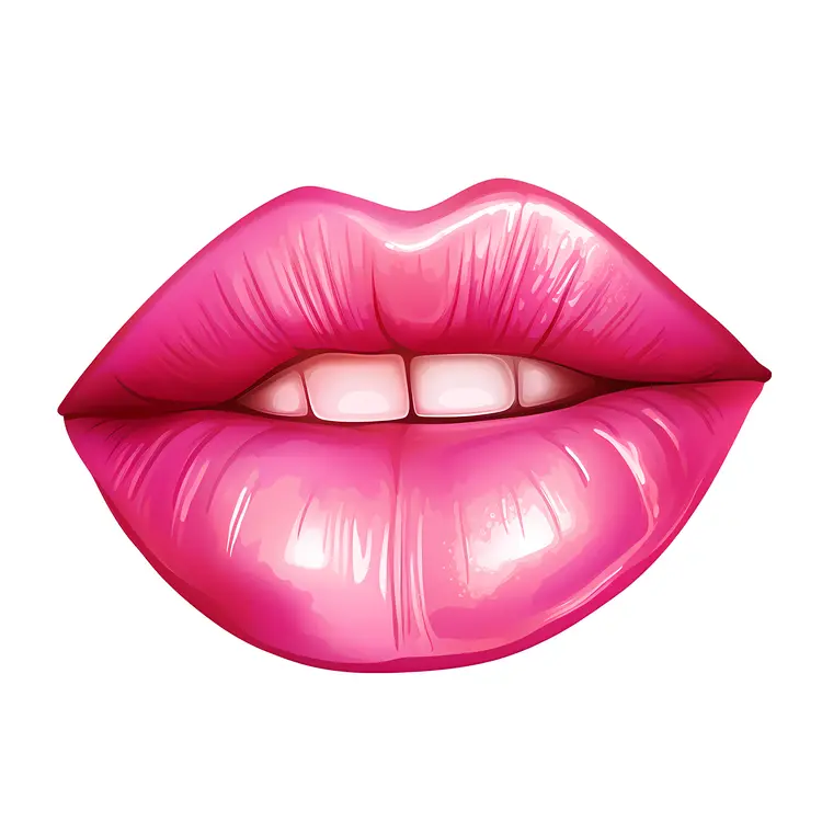 Vibrant Pink Lips Illustration