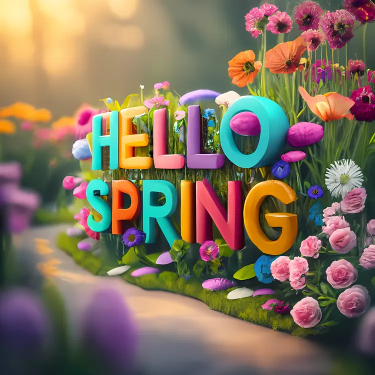Hello Spring with Colorful Flowers