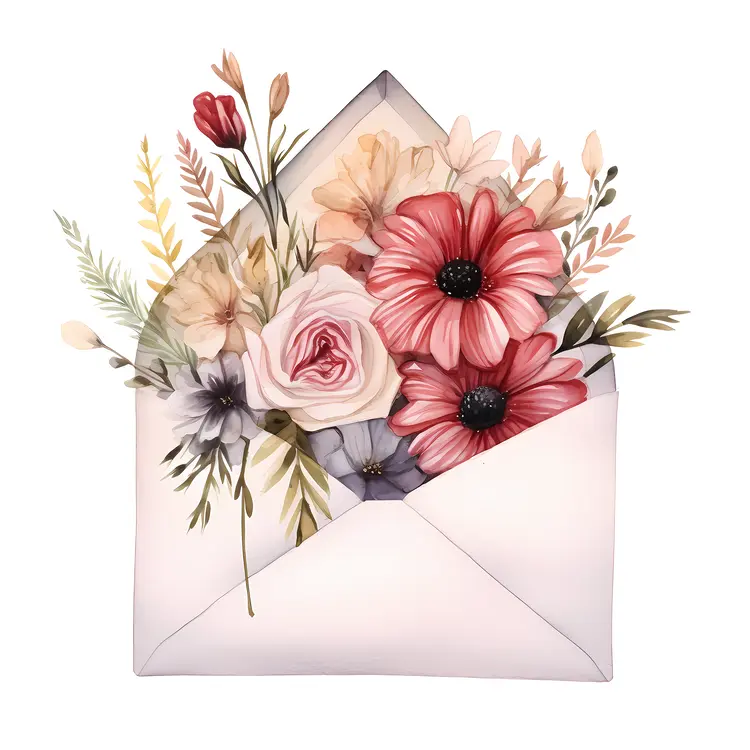 Elegant Flowers in an Open Envelope