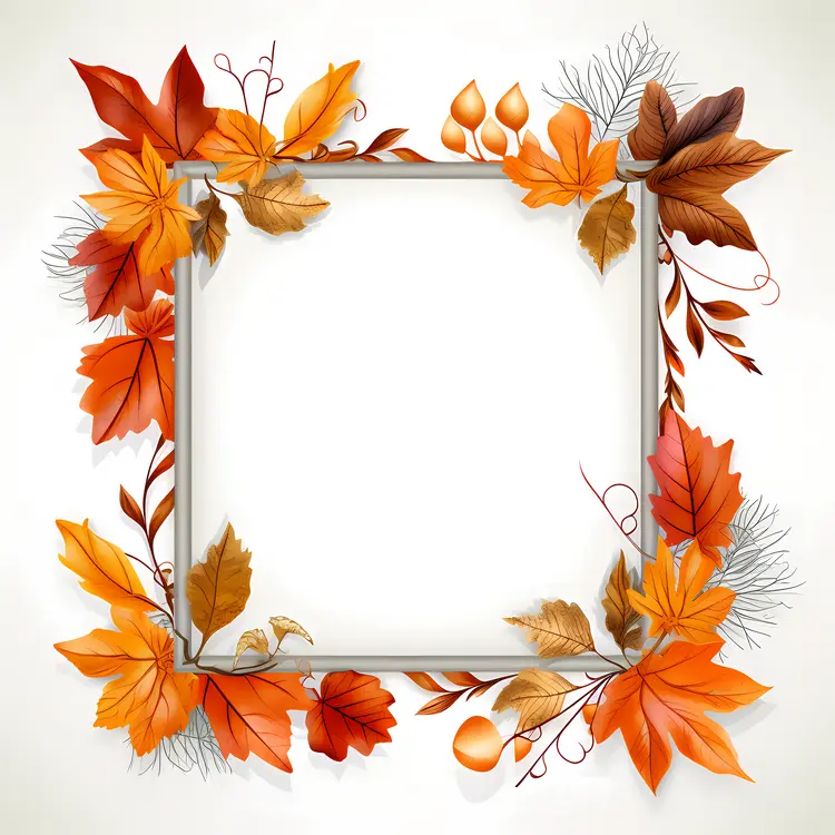 Autumn Leaves Frame with Orange and Brown Tones