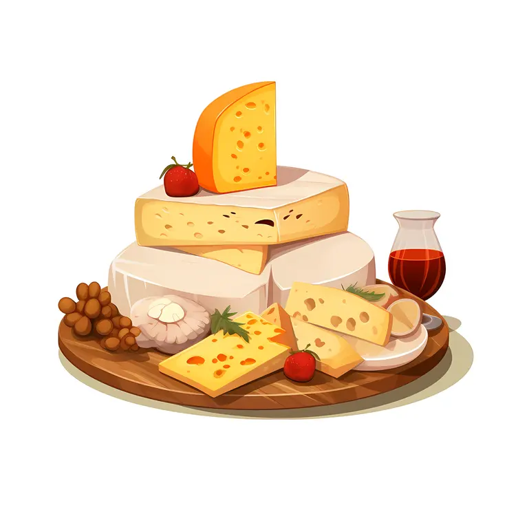 Cheese Platter with Wine and Fruit