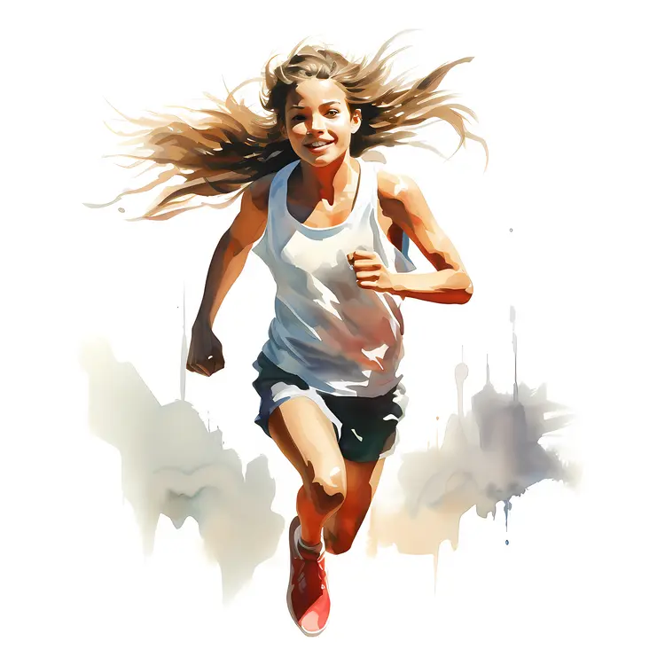 Running Girl with Red Shoes