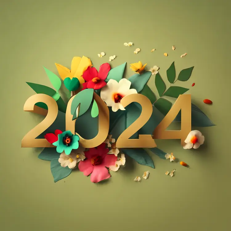 2024 with Floral Decoration