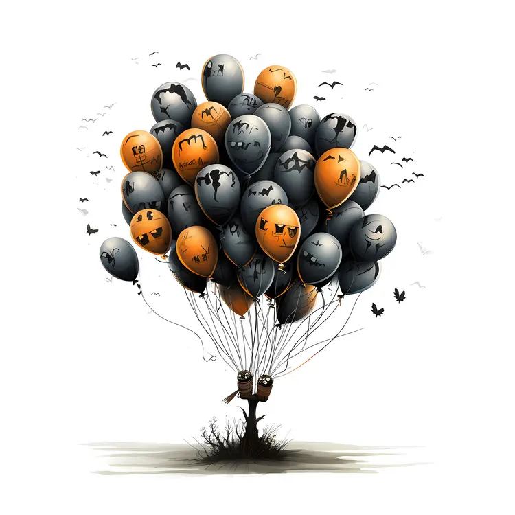 Large Halloween Balloon Cluster