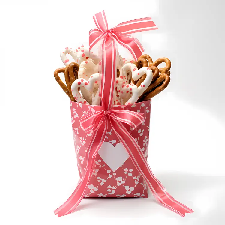 Pretzels in Pink Heart Gift Bag