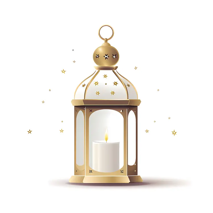 Golden Lantern with Candle