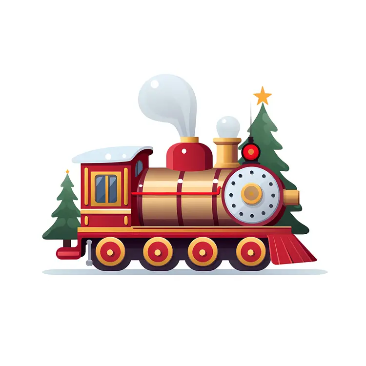Red and Gold Christmas Train