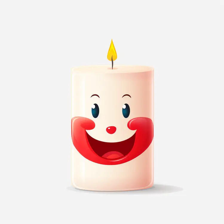 Smiling Candle with Flame in Cartoon Style