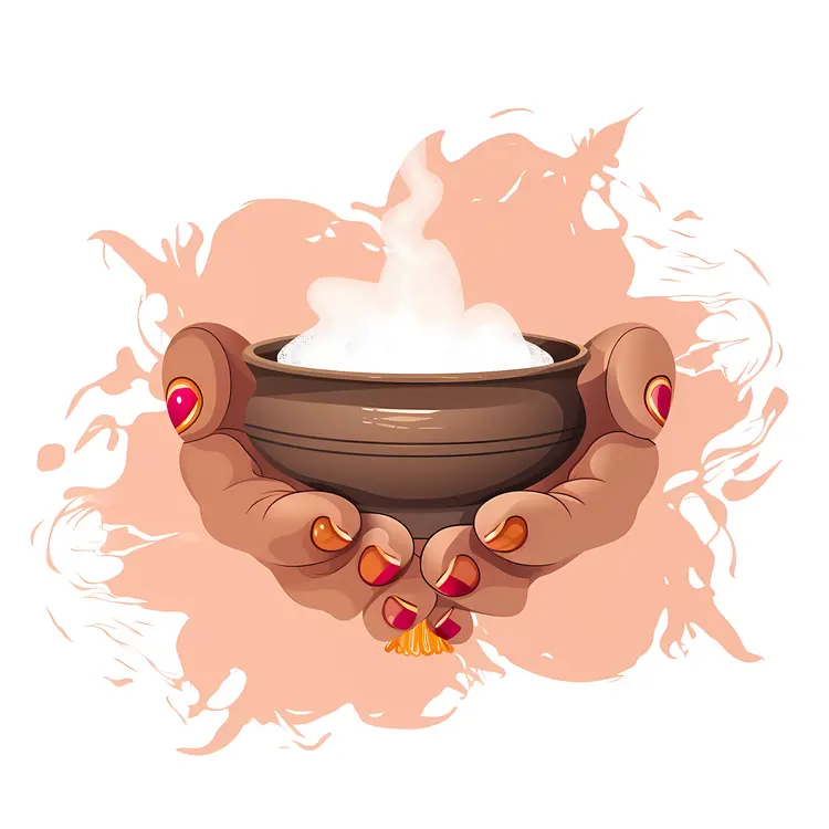 Hands Holding a Bowl with Smoke in Ritual