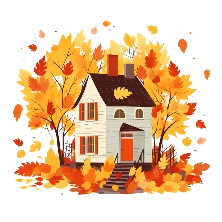 Small Cute Doodle House in Autumn