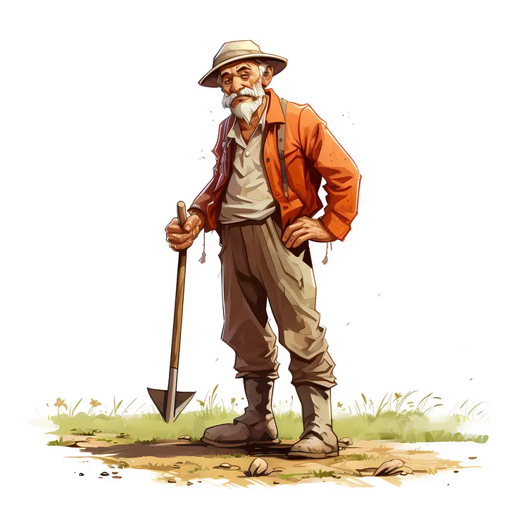 Cartoon Farmer with Shovel