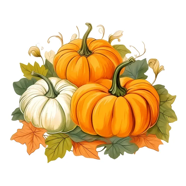 Colorful Pumpkins for Autumn Harvest and Halloween