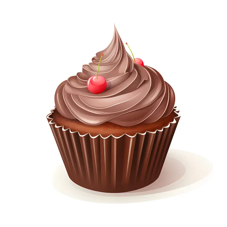 Delicious Chocolate Cupcake with Cherries