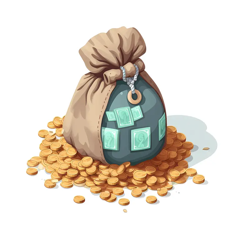 Money Bag with Coins and Cash