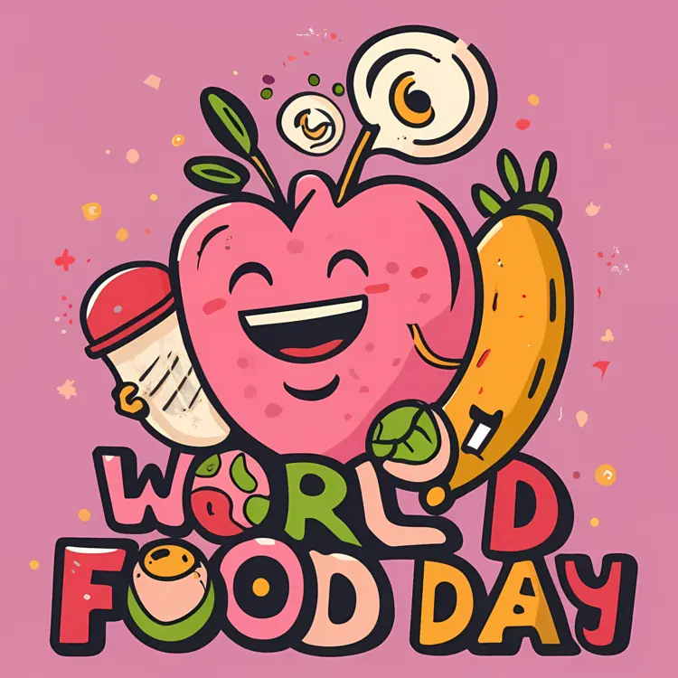 World Food Day with Happy Fruit and Banana