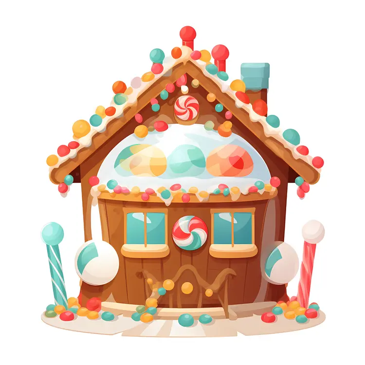 Gingerbread House with Lollipops and Candies