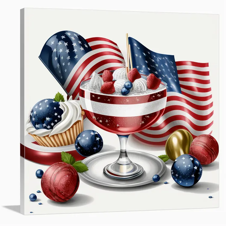 Patriotic Dessert with American Flag for Independence Day Celebration