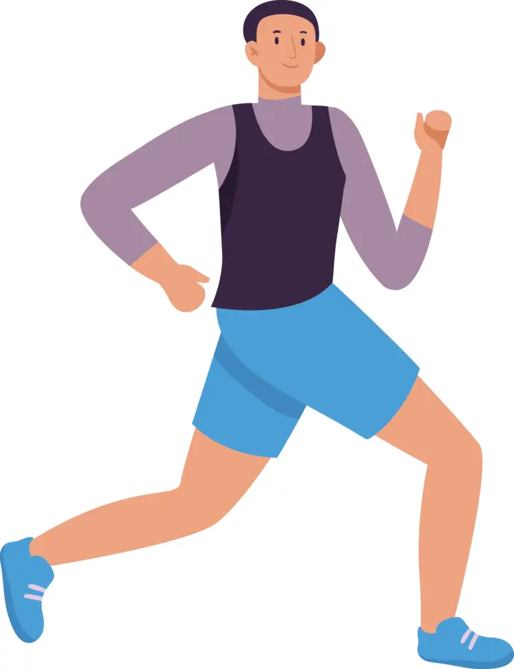 Running man in black and blue sportswear
