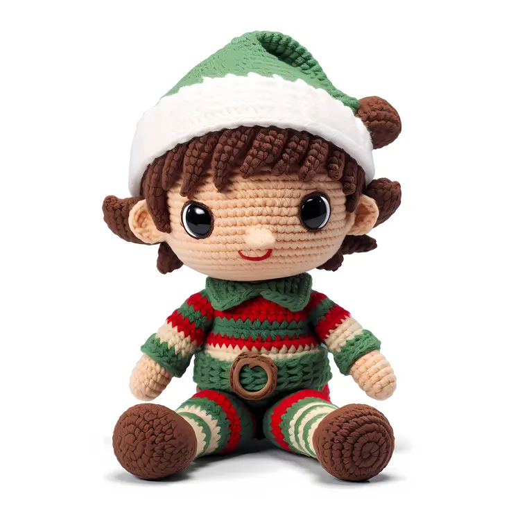 Charming Crochet Elf Doll with Striped Outfit