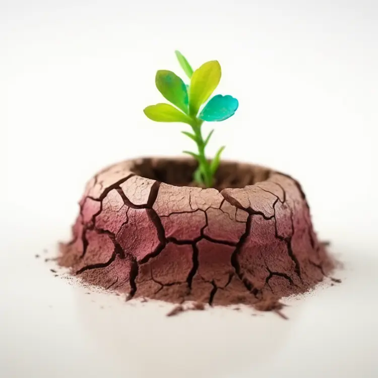 Green Seedling in Cracked Soil for Earth Day Concept