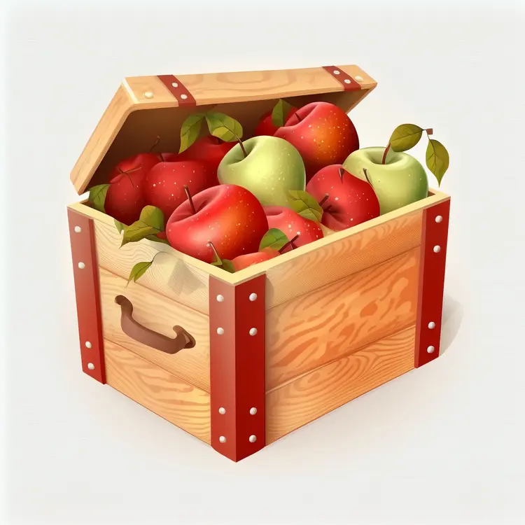 Fresh Apples in a Wooden Box