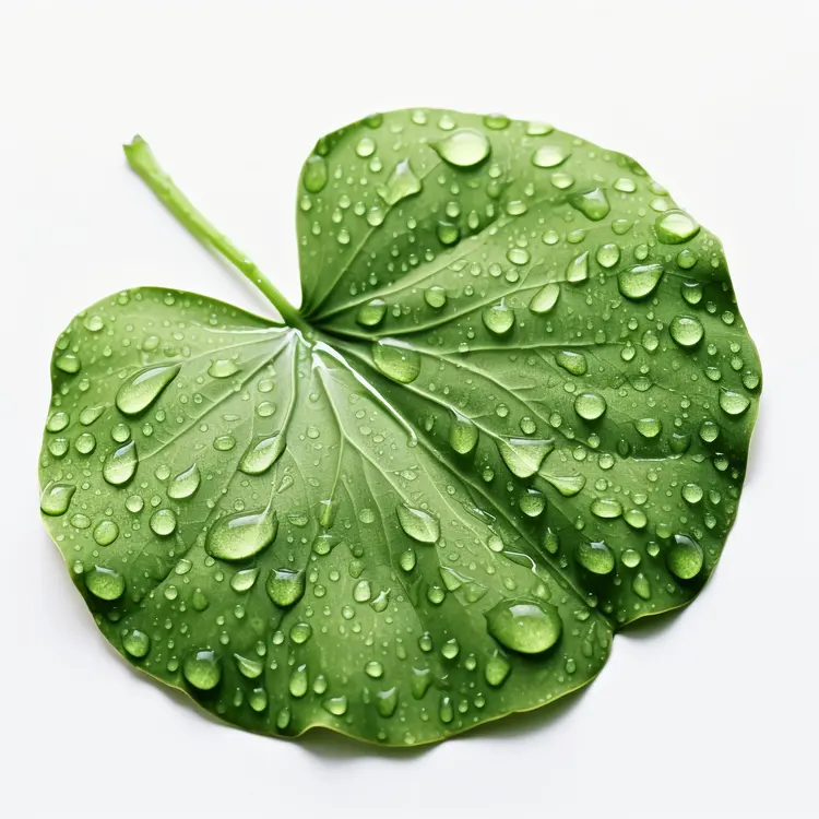 Fresh Green Leaf with Water Droplets