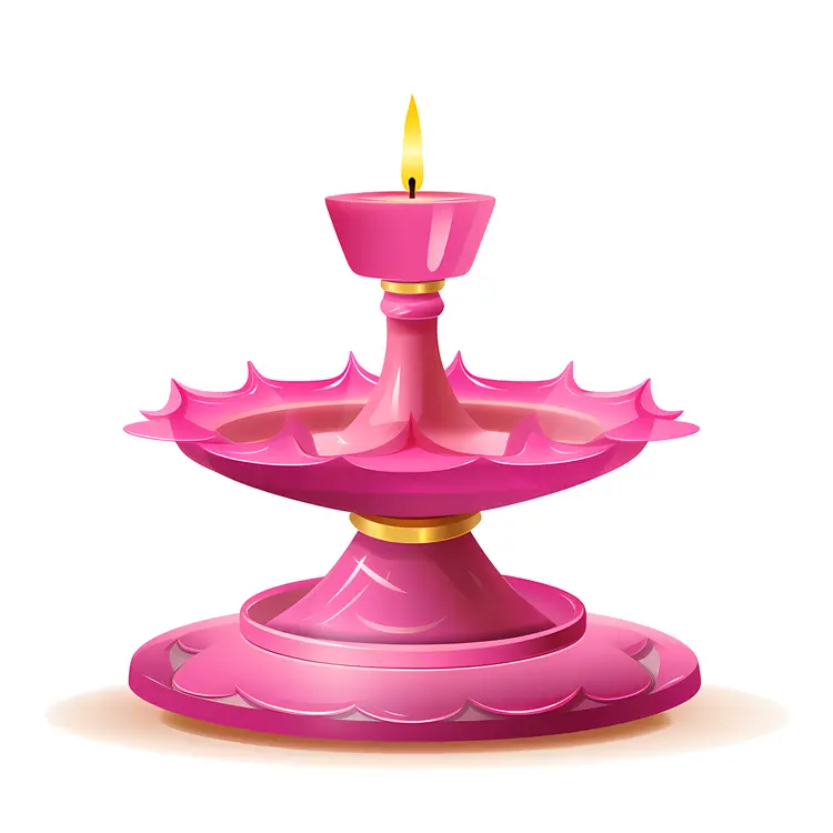 Pink Candle Holder with Double Layers