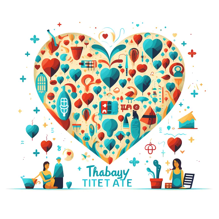 Colorful Heart with Love Symbols