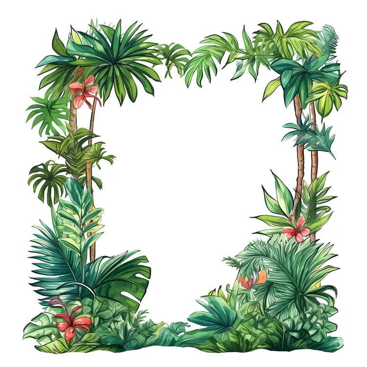 Tropical Frame with Palm Trees
