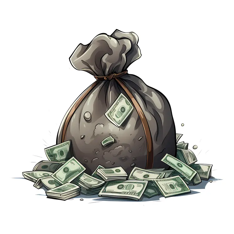 Black Money Bag with Cash