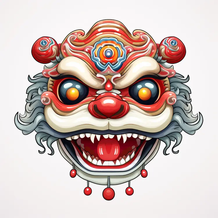 Traditional Red Lion Mask