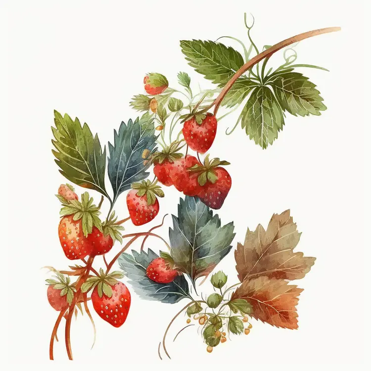 Beautiful Strawberry Plant Illustration