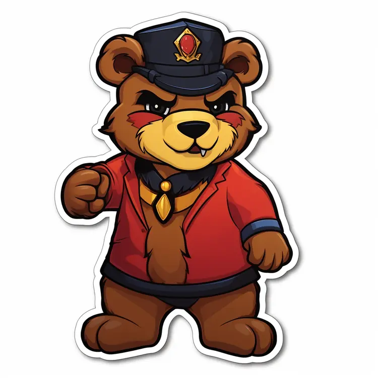 Cartoon Bear in Red Jacket and Hat